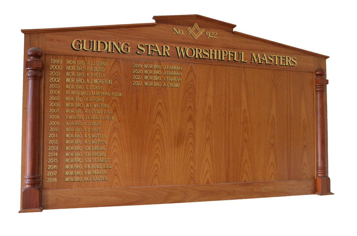 Guiding Star Lodge No. 922 Worshipful Masters Honour Board